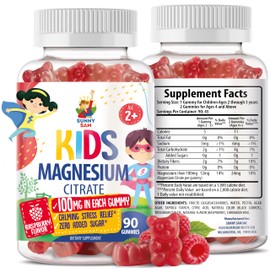 Magnesium Gummies for Kids & Adults - 100mg - Calm Magnesium Chews - Magnesium Citrate Chewable Supplement for Mood & Muscle Support - Citrato de Magnesio para Niños - 90 Gummies