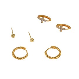 18K Gold-Plated Earrings Set Valentines Day Gift Real Gold Micro-Inlaid Zircon Fashionable Women's Earrings