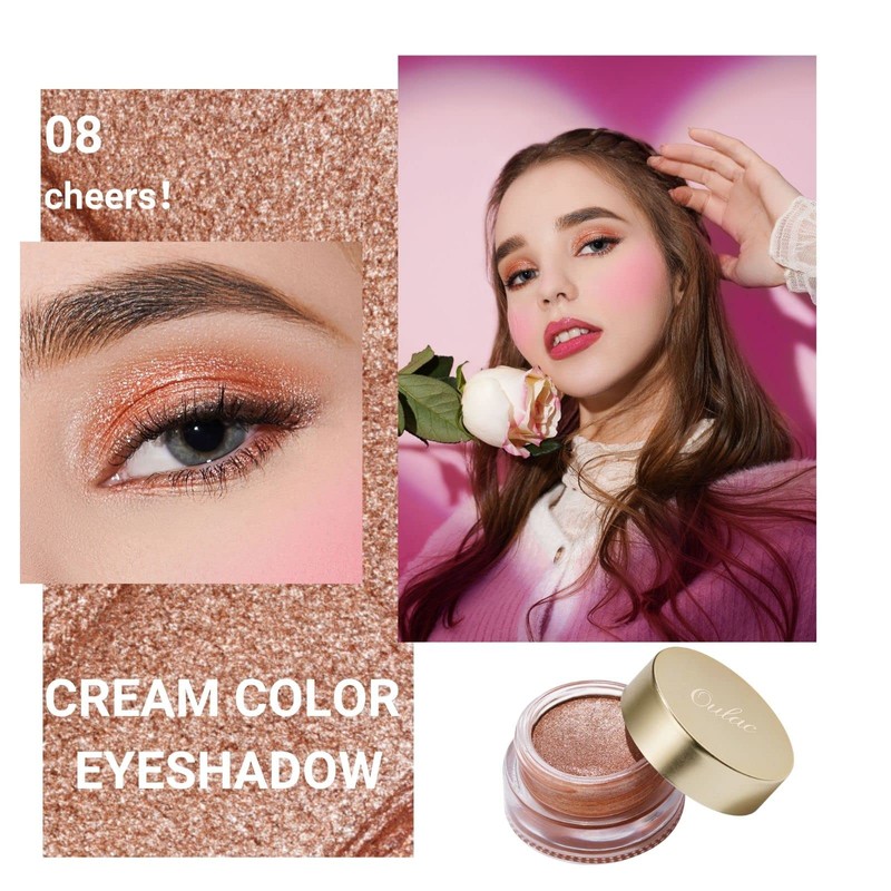Oulac Warm Peach Glitter Cream Eyeshadow also as Highlighter, Large