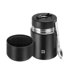 Zwilling Thermo Food Container, Integrated Bowl, Double Wall Insulation, Includes Spoon, 700 ml, Height: 17 cm, black.