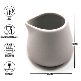 Chef-Hub White Ceramic Mini Milk Jug, Milk Creamer Pitcher Sauce, Syrup Server for Kitchens & Home, 1.5oz, Pack of 12