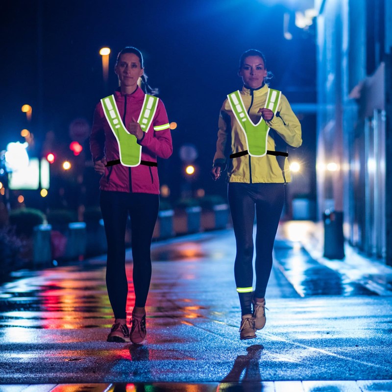 VEGCOO Reflective Running Vest Set, Adjustable High Vis Running Vest