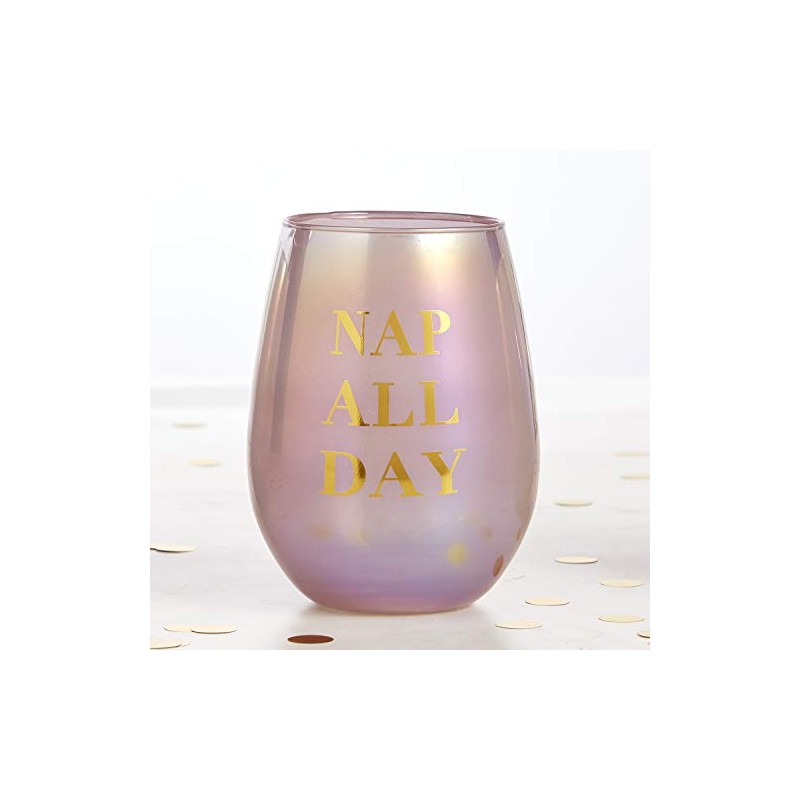 Creative Brands Slant CollectionsStemless Wine Glass, 20-Ounce, Nap All Day