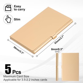 PATIKIL Business Card Holder, 5Pcs Aluminum Metal Card Case Professional Pocket Card Holder for Name Card Credit Card, Golden