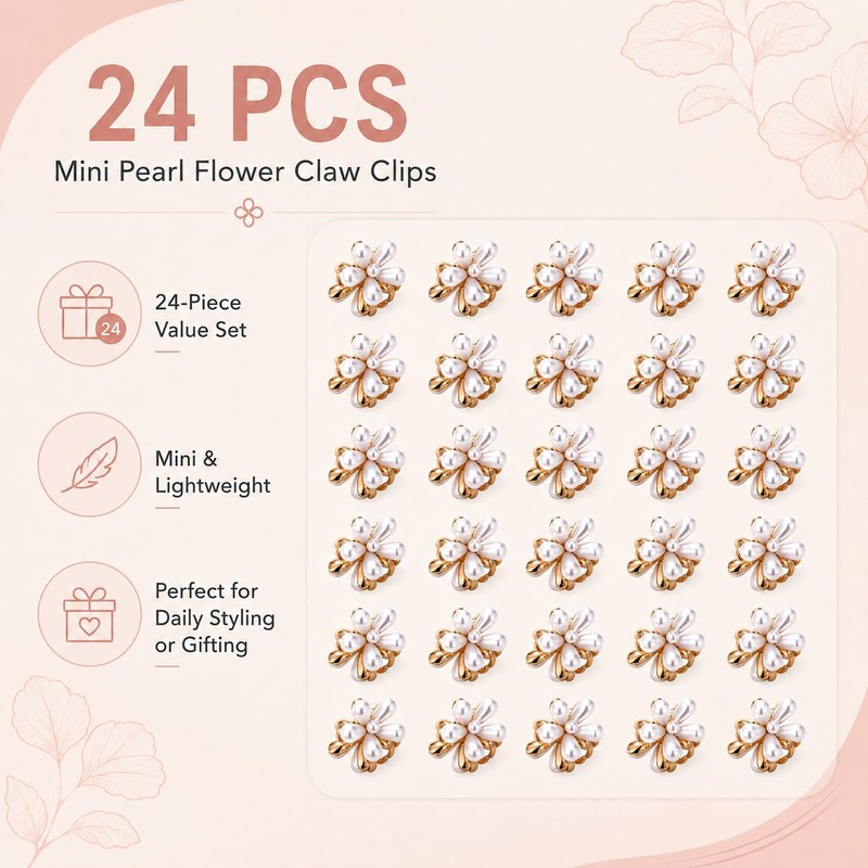 24 Pcs Small Pearl Hair Clips for Women Girls, Mini