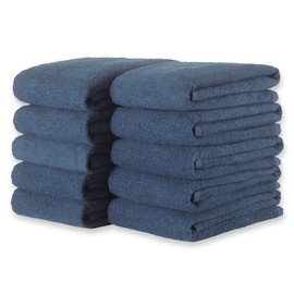 Face Towel, 100% Cotton, Thin, Instant Absorption, Quick Drying, 210 Momme, Set of 10, 13.4 x 31.5 inches (34 x 80 cm), Navy, For Commercial Use, Towel Set, Plain, Beauty Salon Towel, Salon Towel, Colored Towel, Face Washing Towel, Facial Towel, Cotton, 
