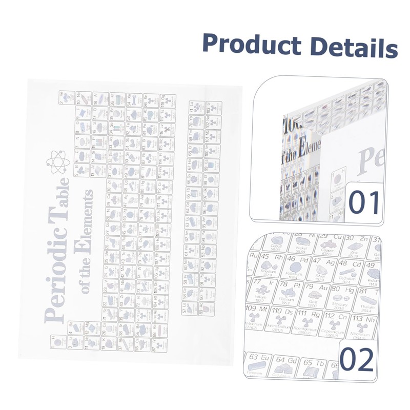 DOITOOL Transparent Periodic Table of Elements Decoration Elegant High School