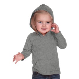 Kavio! Infants Jersey RawEdge High Low Long Sleeve Hoodie w.Pouch Dark Heather Gray 6M