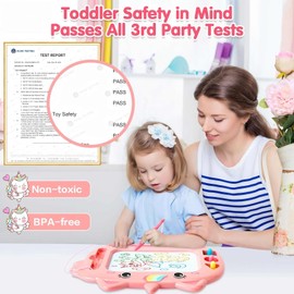Yebebao Magnetic Drawing Board, Baby Toys for 1 2 3 Year Old Girls Gifts, Doodle Boards Learning and Educational Toddler Toys for 1 2 Year Old Kids Birthday Gifts (Pink)