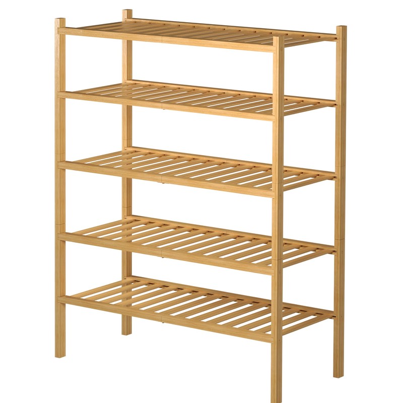 ROMGUAR CRAFT 5 Tier Bamboo Shoe Rack for Closet Free