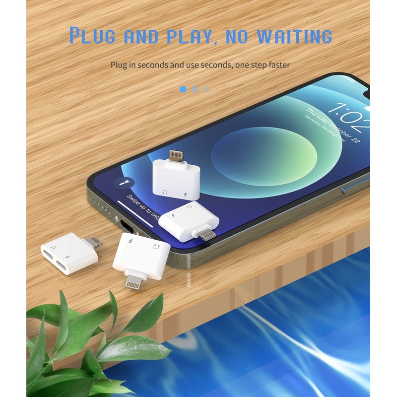 Zoyuzan Dual Lightning Headphone Adapter, 4 in 1, Perfect Sound