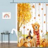 Fall Shower Curtain, Autumn Thanksgiving Pumpkin Cute Dog Squirrel Harvest