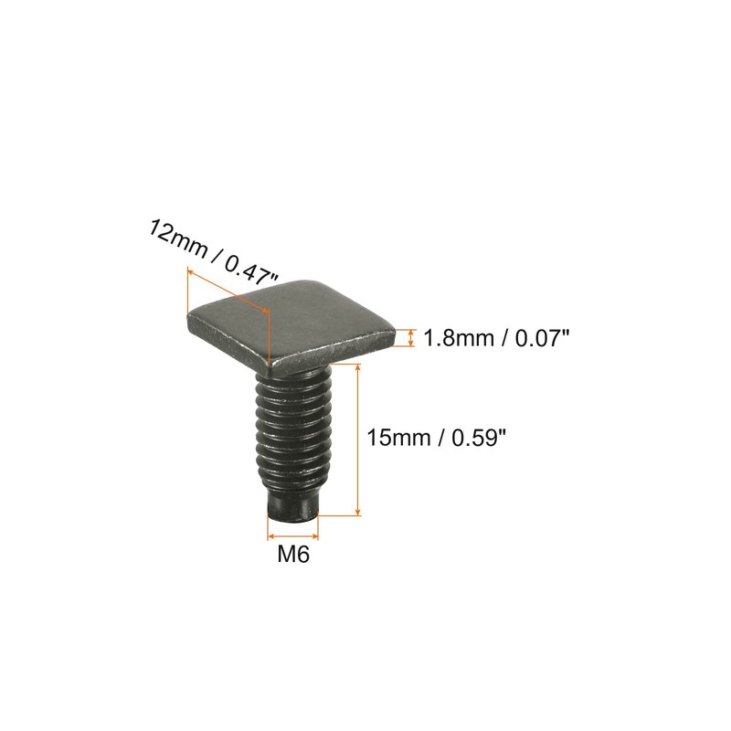 sourcing map Square Head Bolt, 10pcs M6x15mm Fully Thread Carbon