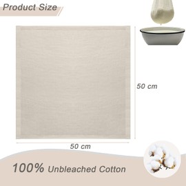 6 Pack Ultra Fine Grade 100 Cheese Cloth - 50x50cm Natural Cotton Hemmed for Cooking, Brewing, Coffee & Cheesemaking