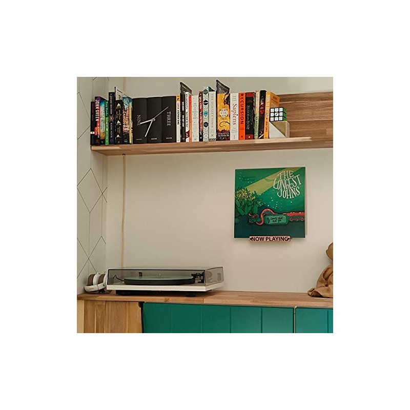 Wall Mounted Now Playing Vinyl Record Storage Display Stand (Oak