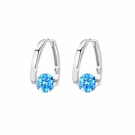 Lymphvity Germanium Crystal Ball Hoop Earrings Gold Silver Plated Unique Colorful Ball Sparkle Rhinestone CZ Lucky Round Circle Dangle Hoop Earrings for Women Minimalist Lymphatic Drainage Jewelry Gifts (Blue)