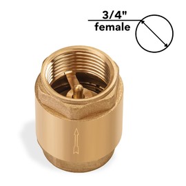 Brass One Way Check Valve 3/4" Female Backflow Preventer, Check Valve for Repair NPT Female Thread Brass Float Reinforced - 0,75 inch Float Brass