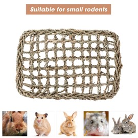 Rabbit Activity Mat, Bunny Chew Toy Seagrass Mat, Pet Cage Protector, Bed Mat for Small Animal Bunny, Chinchilla Hamster