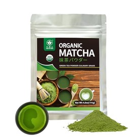 Tian Hu Shan Té verde matcha orgánico en polvo TIAN HU SHAN 114 g, matcha de grado culinario para café con leche, cocinar y hornear.                  