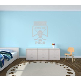 Hockey Helmet Cool As Puck Boys Room Sports Vinyl Wall Decal Sticker (White, 21 X 31 in)