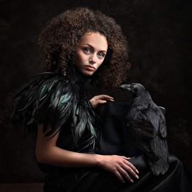 L'VOW Fashion Feather Cape Stole Black Shrug Shawl Poncho Iridescent (black-sty05)