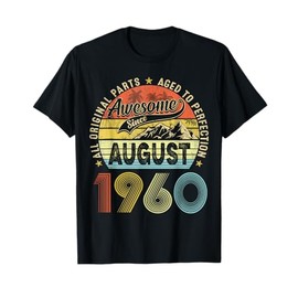 Awesome Since August 1960 Vintage Gift Men 65th Birthday T-Shirt