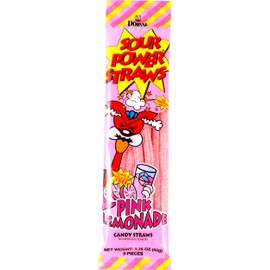 Sour Power Candy Straws, Pink Lemonade, 1.75 oz (Pack of 24)