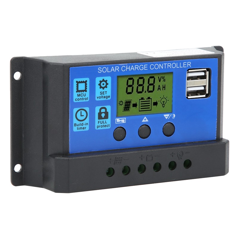 Solar Panel Controller LCD Display Battery Charge Control Dual USB