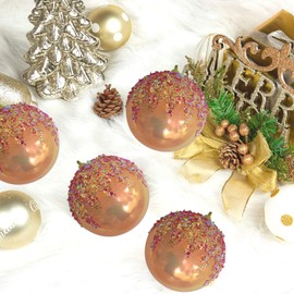 ZHANYIGY - 4 bolas de Navidad, bola de Navidad irrompible para decoración de árbol de Navidad, decoración de boda, fiesta, fiesta, bola colorida con purpurina, 4 pulgadas x 4 unidades