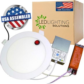 LED & Lighting Solutions 8" Dimmable Ultra Slim, Battery Powered recessed Lights, 18W 1450 Lumens, 80 CRI Selectable 2700K-6000K, 8 Inch Ceiling Light w/ 90 Min Battery Backup, ETL/IC/Damp Rated.