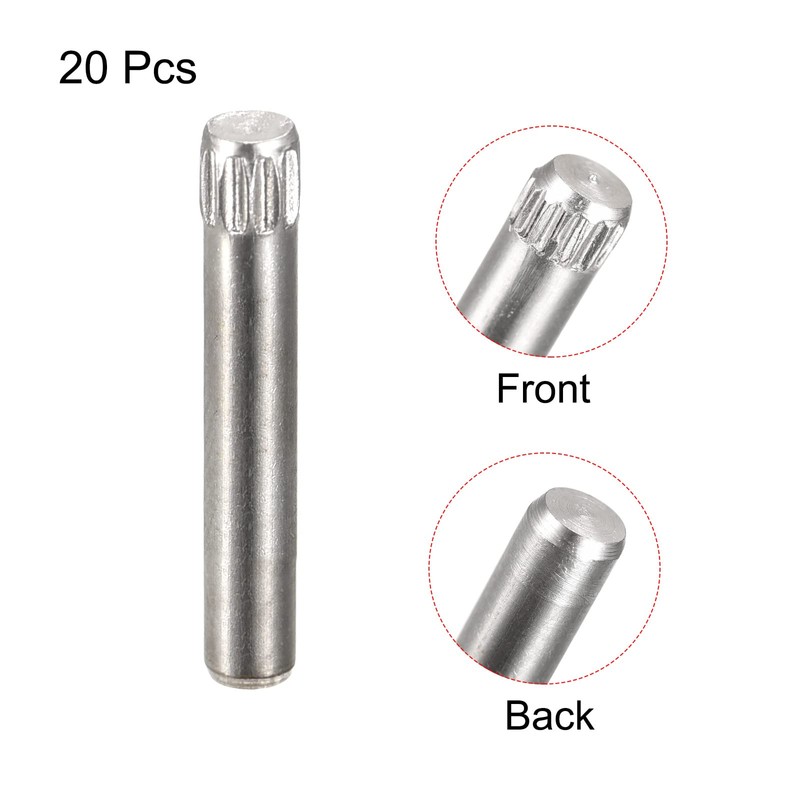 sourcing map Pack of 20 Knurled Head Flat Bevelled End