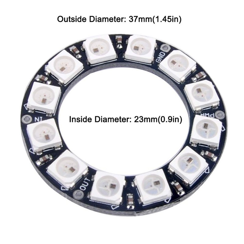 DIYmall 12 X WS2812B RGB LED Ring 12 Bits WS2812