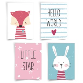 Donari - Lovingly Designed Set of 4 Posters for Children in A4 - Posters for Children's and Baby Room - Great Gift for Baby Shower (Girls)