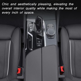 FANPUJOR Car Seat Gap Filler 2 Pack, Universal Seat Gap Filler Organizer for Car, SUV, Truck, Prevents Items from Falling Between Seats and Console, Extra Storage with Cable Hole, Easy Installation