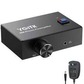 YGiTK Phono Preamp for Turntable Preamplifier with Volume Control Stereo M/M Turntable Amplifier RCA in & Out and 3.5mm interfaces Pre AMP Phono Preamplifier Including Power Adapter for Record Player