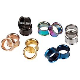 Hucan 12pcs Stainless Steel Screwed Ear tunnels Set Colorful Double Flared Gauges 6mm-20mm