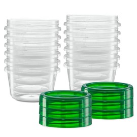 Elegant Disposables (16 Ounce 20 Pack) Twist cap Containers Clear Bottom With Green Top Screw on Lids Twist Top Food Storage Freezer Containers