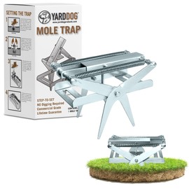 YARDDOG Mole Trap - Step-to-Set Scissor Style, Commercial Grade Durable Steel Ground Exterminator for Lawns, Easy-to-Use & Reusable Design, Silver