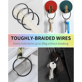 Uniclife 12 cm Wire Keychain Cable Large Stainless Steel Key Ring Loop Holder for Outdoor Hiking Heavy Duty Connectable Luggage Tag Keeper, Black/6 Colours, 12/20 Pieces, black