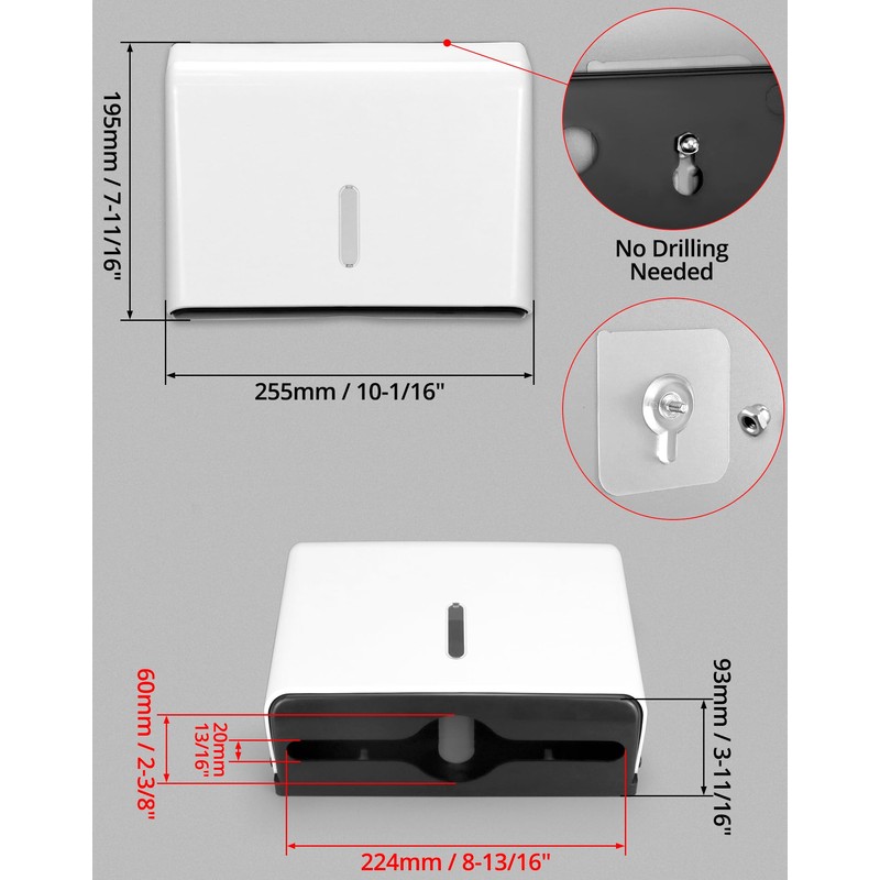 QWORK Paper Towel Dispenser Wall Mount, 2 Pack Multifold Hand