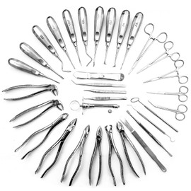 34 Pcs Oral Dental Extraction Surgery Extracting Elevators Forceps Instruments
