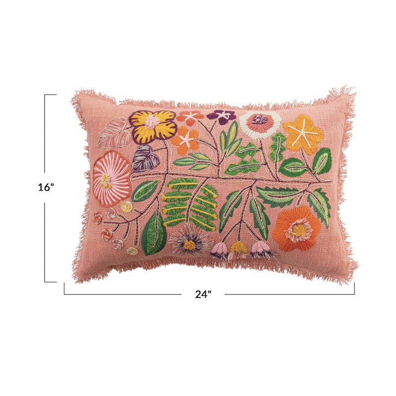 Creative Co-Op Floral Whisper Lumbar Pillow, Multicolor