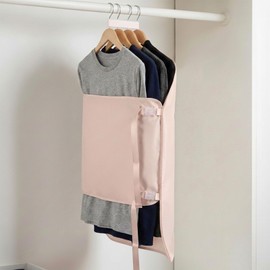 PAVSTINE Hanging Wardrobe Organiser with Compression, Space Saving, Pink