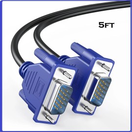 Unbranded/Generic 5FT 15 PIN BLUE SVGA VGA ADAPTER Monitor M/M Male To Male Cable CORD FOR PC TV