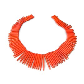 Orange Turquoise Spike Strand, Stick, Slab, Point Teeth Bead, Top Drilled, Polished, Graduated - 17.5 inch Strand - 20mm - 48mm Long