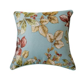 AGOKABA Blue Leaf Branch Jacquard Throw Pillow Covers 18x18 Inch Set of 1 Decorative Leaf Pillowcases Square Cushion Covers for Couch Chinoiserie Blue Pillow Covers Leaves Floral Pillow Covers(C)