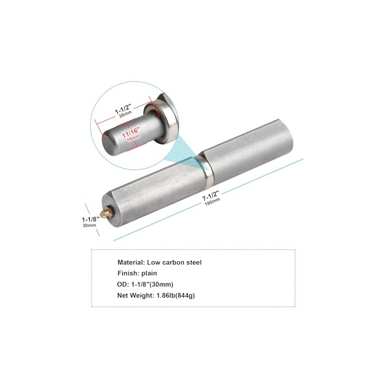MOUNTAIN_ARK 2 Pack 7-1/2" Weld On Bullet Hinge with Grease