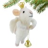 Angel Mouse Christmas Tree Ornament - White Wool Mouse Decoration