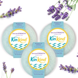 KinKind Shampoo Bar for Hair Growth - Give Me STRENGTH! 3 Pack | Volume for Fine & Flat Hair | Wheatgerm & Rosemary Oil Hair | Natural Travel Shampoo, Solid Shampoo Bars for Hair UK | Up to 150 Washes