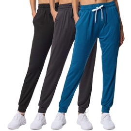 Real Essentials 3 Pack: Women's Ultra-Soft Lounge Joggers Sweatpants Athletic Yoga Pants with Pockets, Set 2, M, Pack of 3